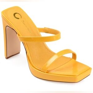 Journee Collection Women’s Heels Size 11 New Yellow‎ Platform Block Sandals